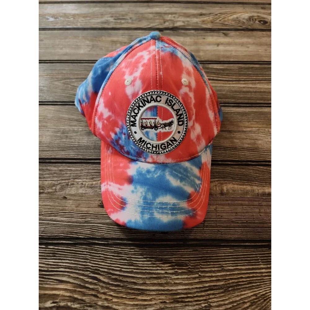 Mackinac Island Ti Dye hat for boy or girl adjustable strap in the back